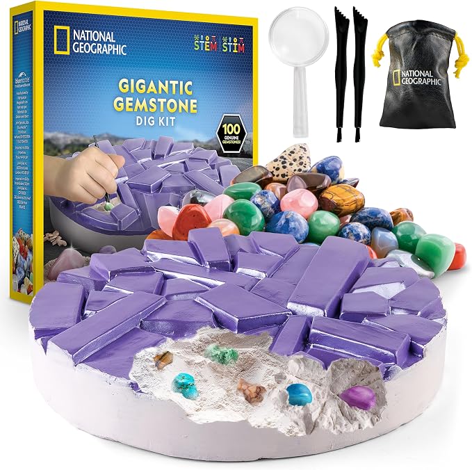 National Geographic Gigantic Gemstone Dig Kit – Excavate 100 Real Gems from a by BlueMarbleToys