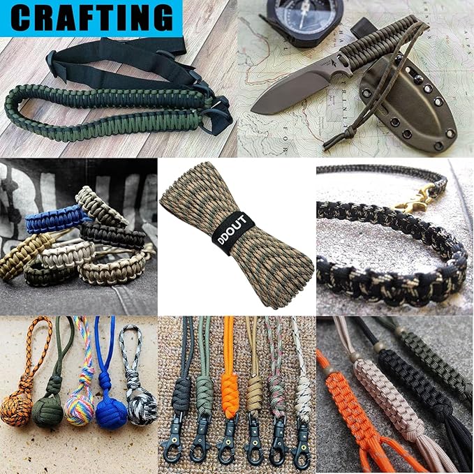 Paracord Nylon Rope Camo 100ft with 7-Strand Core, 10 Colors and 50/100/200 ft, Type III Parachute Cord 4mm for Camping, Survival, Hiking, DIY, Crafting, Outdoor Utility Rope