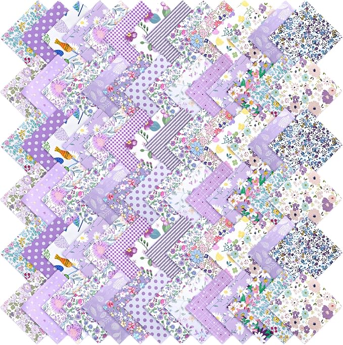 84 Pcs Purple Charm Packs for Quiltings, Cotton Quilting Fabric Bundles by Unknown