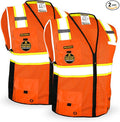 KwikSafety - Charlotte, NC - BIG KAHUNA Safety Vest [2 PACK] Class 2 ANSI OSHA Reflective Vest Durable High Visibility Vest Construction Safety Vest for Men Industrial Work Gear/Orange Medium