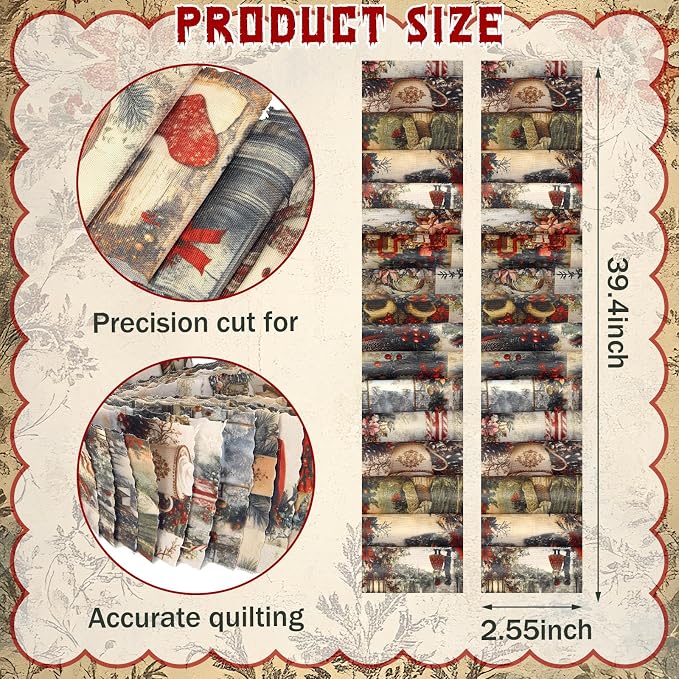 Hosuly 40 Pcs Vintage Christmas Fabric Jelly Santa Claus Snowman Nutcracker - Image 2