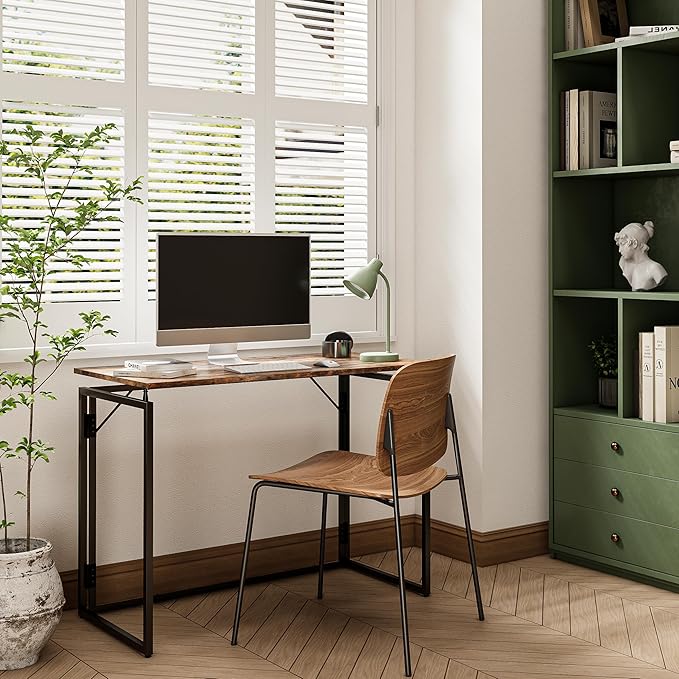 alawooder 39.4" Folding Desk: No Assembly, Wood Top - Image 4