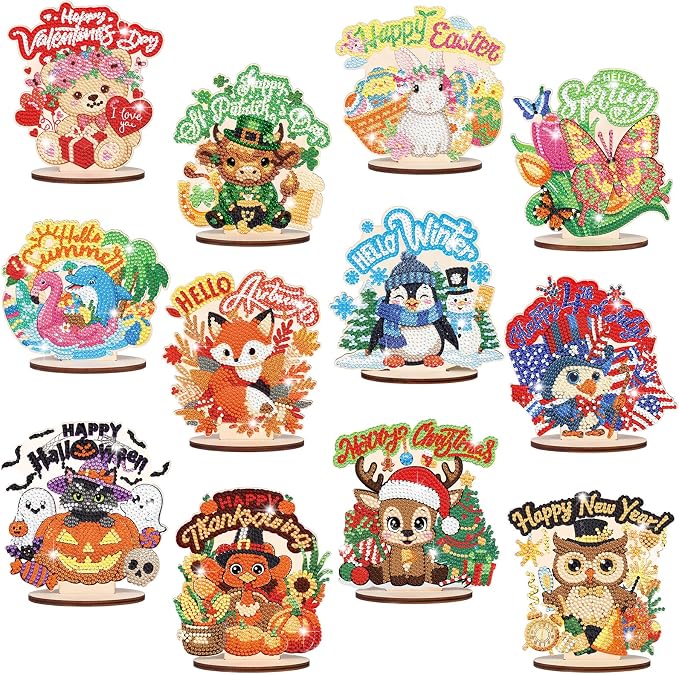 YooNotee 12 Sets Interchangeable Seasonal Diamond Art Tabletop Decorations by Unknown