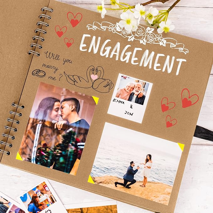 Bstorify Large Scrapbook, 11 x 11 inch, 40 Sheets Brown Thick 200 GSM Kraft - Image 7