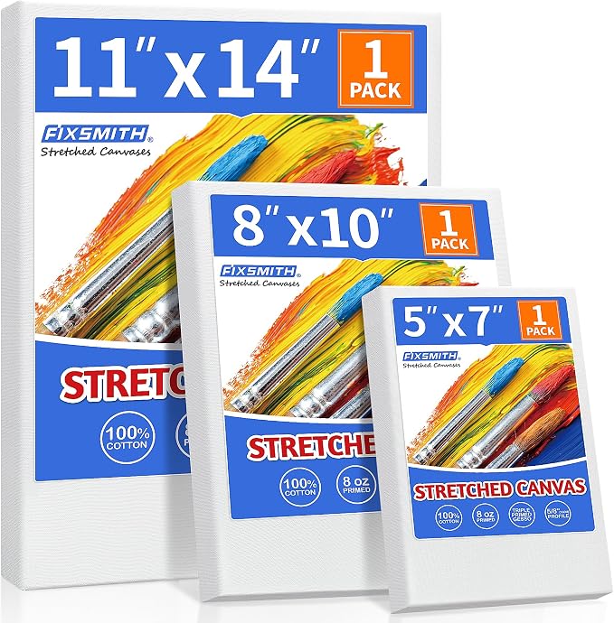 FIXSMITH Stretched Canvas for Painting, Pre-Primed Canvases Wood Framed by FIXSMITH