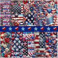 HunnmingRe 20 Pcs 10x10'' Patriotic Quilting Fabric Square 4th of July Precut by HunnmingRe