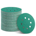 100PCS 60 Grit Premium Green Sanding Discs, 5-Inch 8-Hole Sandpaper for Random Orbital Sander