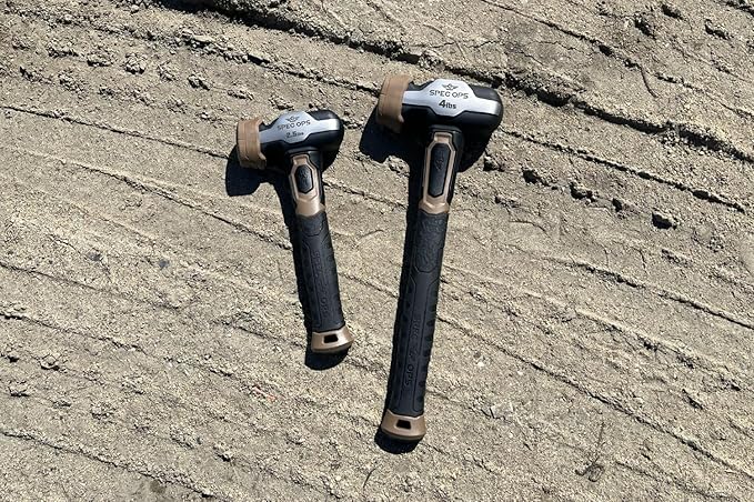 Spec Ops Tools Engineering Hammer, 2.5 lb Sledge hammer with Removable Soft Mallet Cap & Bi-Material Shock Absorbing & Vibration Dampening Handle, 3% Donated to Veterans, Black/Tan