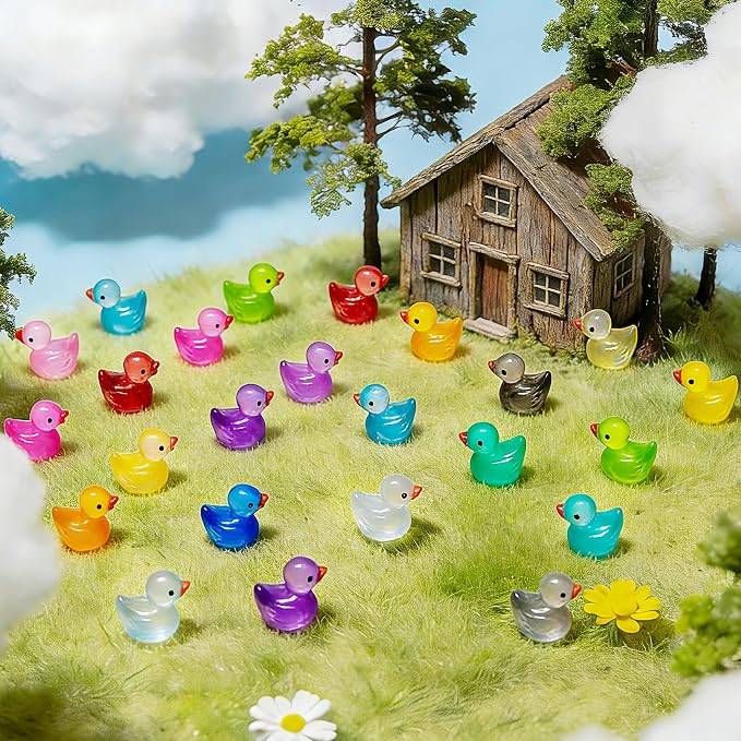 200pcs Luminous Mini Resin Ducks, Small Plastic Miniature Ducks Tiny Animals - Image 5