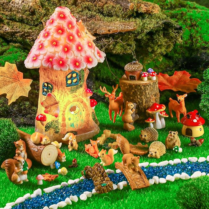 Unittype 33 Pcs Squirrel Garden Accessories Miniature Squirrel Figurines Tiny - Image 2