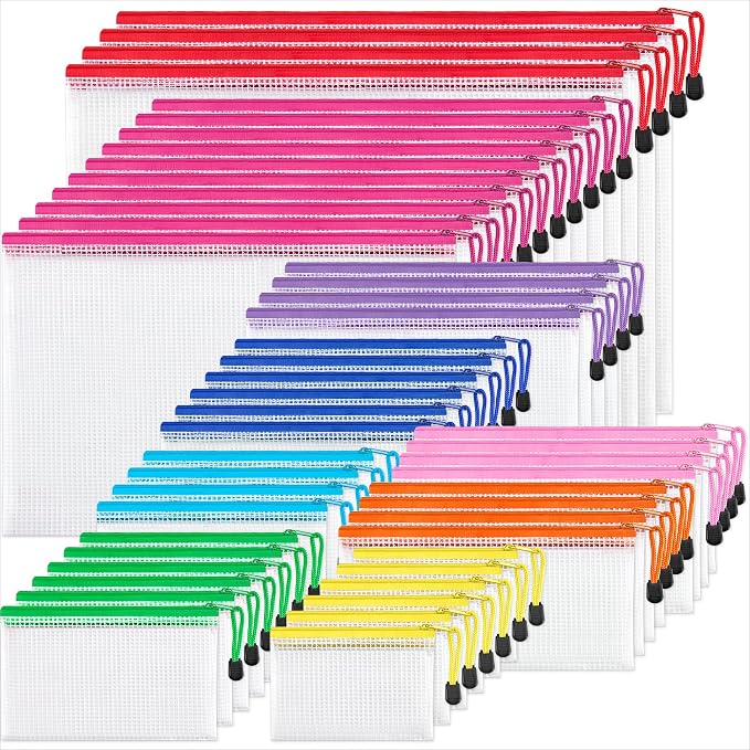 JARLINK 48 Pcs Mesh Zipper Pouch Bags, 8 Sizes Waterproof Zipper Bags | by JARLINK