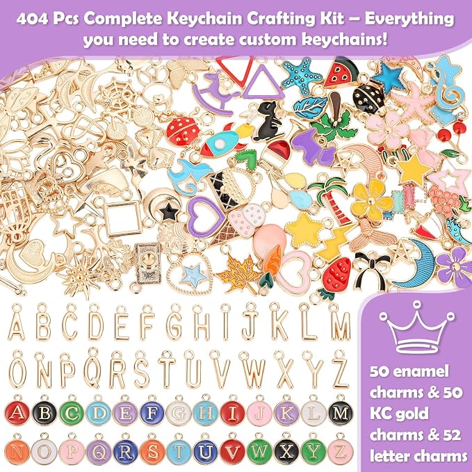 selizo 404Pcs Charms Lip Gloss Keychain Making Kit, DIY Craft Supplies - Image 2
