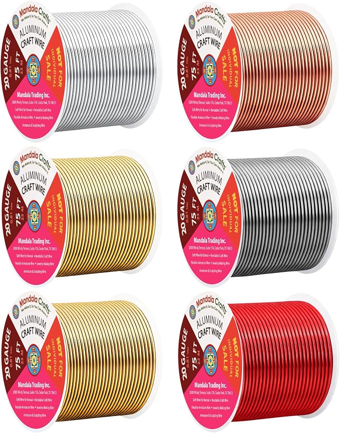 Mandala Crafts 20 GA Gray Copper Red Assorted Anodized Aluminum Craft Wire | by MandalaCrafts