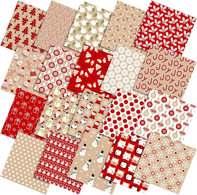 HunnmingRe 20 Pcs 10''x10'' Christmas Hot Cocoa Quilting Fabric Square Santa by HunnmingRe