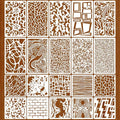 20 Pcs Abstract Texture Stencils Mixed Size Geometric Stencils by Unknown