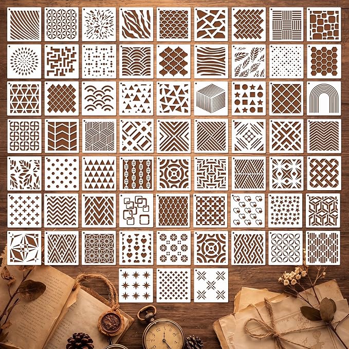 Marspark 66 Pcs Geometric Small Stencils by Marspark