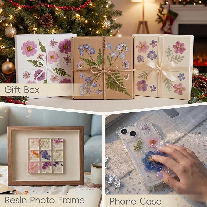 LUXEEASE 100P Purple Dried Pressed Flowers | Dusty mauve shades, big to tiny - Image 8