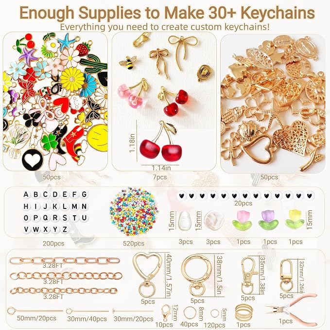 NewOasis 768Pcs Lip Gloss Keychain Making Kit, Jewelry Making Kit - Image 2