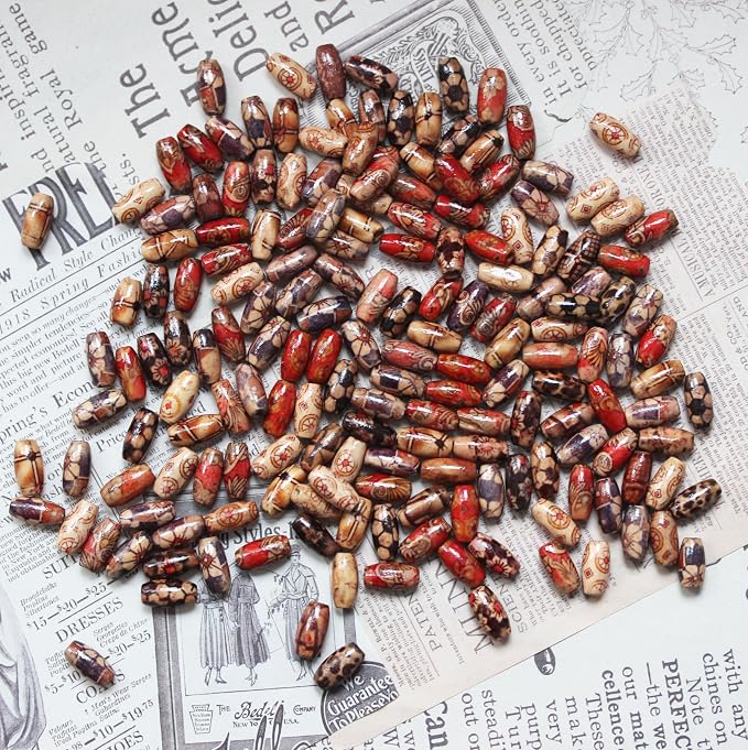 300pcs Mixed Painted Barrel Wood Spacer Beads, BetterJonny 15 * 7mm Oval - Image 3