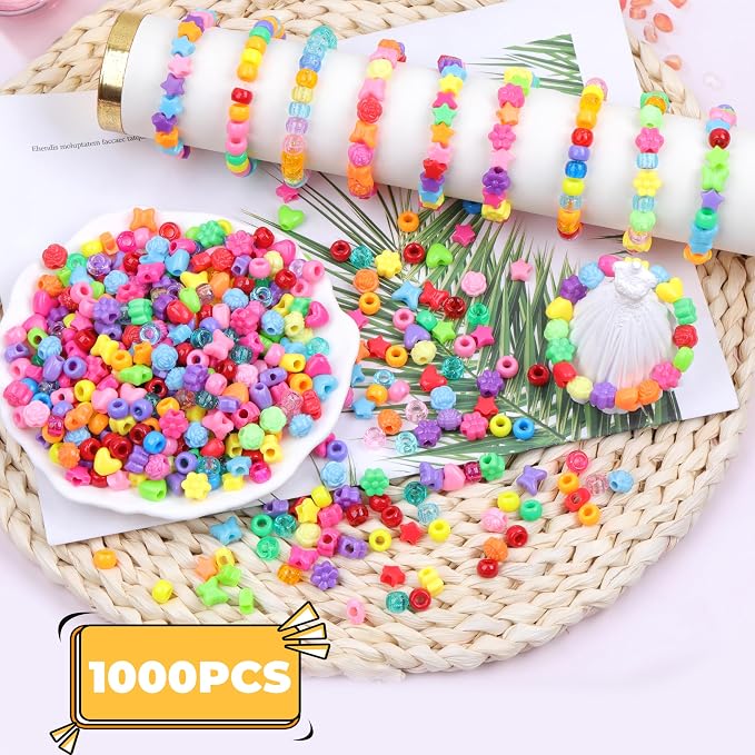 Pony Beads Shapes for Bracelet 1000 Pcs Plastic Star Beads for Friendship - Image 3