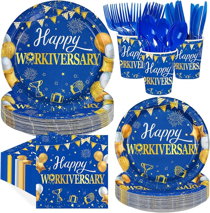 168Pcs Work Anniversary Party Supplies by Greencian