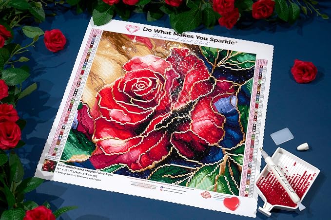 DIAMOND ART CLUB Magical Red Rose Diamond Painting Kit, Fun DIY Crafts - Image 5