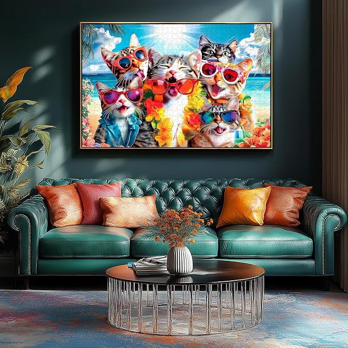 MINIWAN 500 Piece Summer Cat Beach Jigsaw Puzzle - Image 5