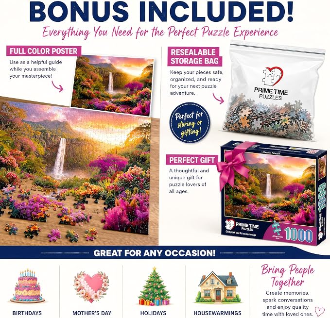Hawaiian Waterfall Puzzles for Adults 1000 Pieces, Impossible Hard Difficult - Image 7