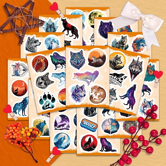100Pcs Wolf Stickers for Water Bottle, Laptop - Image 8