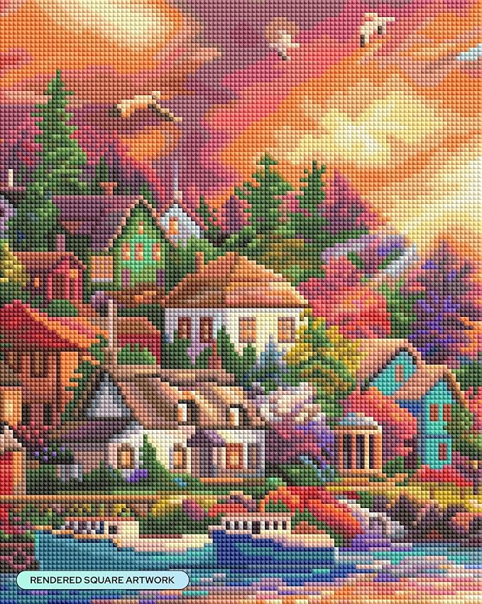 DIAMOND ART CLUB Sunset Harbor Haven Diamond Painting Kit, Fun DIY Crafts - Image 2