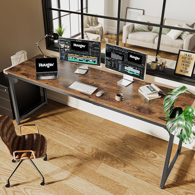 Huuger Computer Desk, 80 Inch Office Desk, Gaming Desk - Image 6