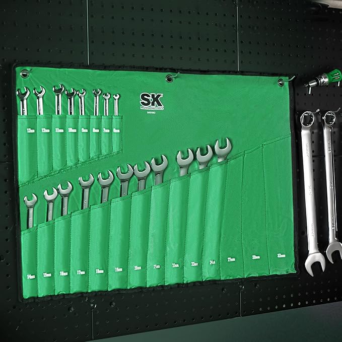 SK Combination Wrench Set, Metric 6 to 32mm, 22-Piece, SuperKrome Finish, Premium CR-V Construction, with Rolling Pouch