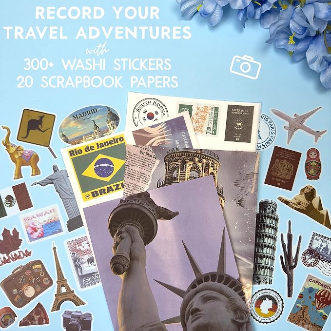 Fayware 300+ Travel Stickers for Scrapbooking & 20 A5 Papers - Image 2