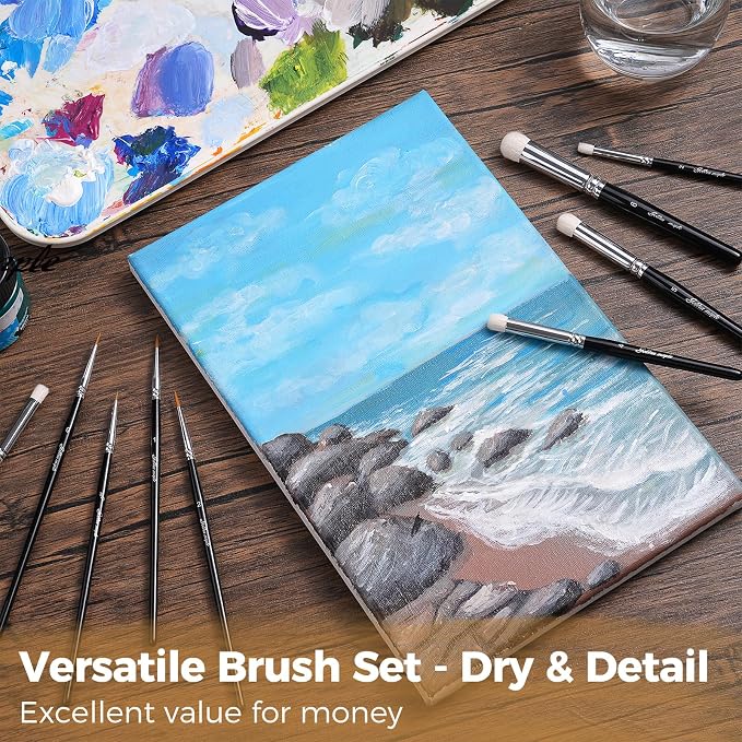 Golden Maple Drybrush Miniature Paint Brushes -10pcs Micro Detail Paint Brush - Image 6