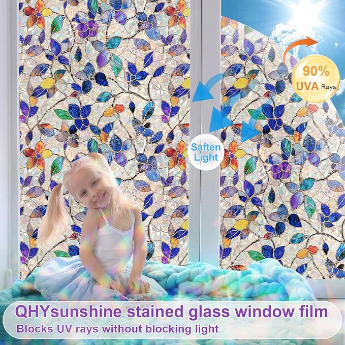 Stained Glass Window Privacy Film Decorative Rainbow Static Clings – Ideal - Image 3