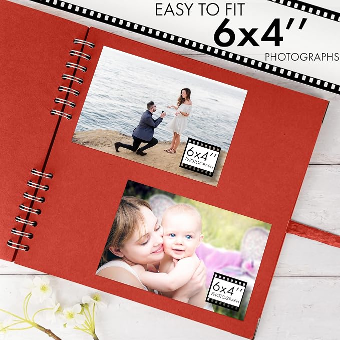 Bstorify 10 x 10 Inches Scrapbook Album 70 Pages Red Thick Kraft Paper Corner - Image 4