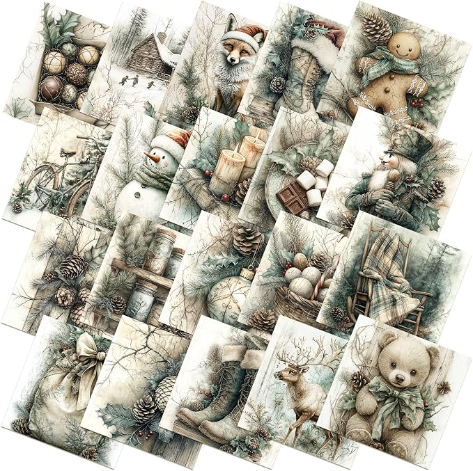 HunnmingRe 20 Pcs 10''x10'' Vintage Green Christmas Quilting Fabric Square by HunnmingRe