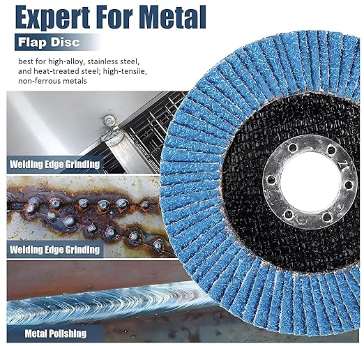 SIGNI 10-Pack Premium Zirconia Abrasive Flap disc for Angle Grinder Grinding Metal Steel (4.5 inch T27 Mixed grit)