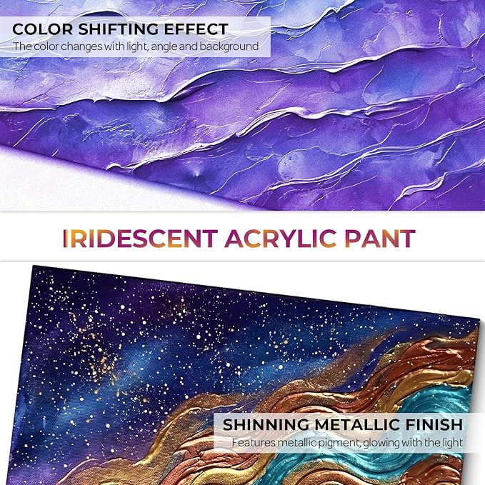 Nicpro 12 Colors Iridescent Acrylic Paint Set, 1 oz/30 ml Chameleon Metallic - Image 5