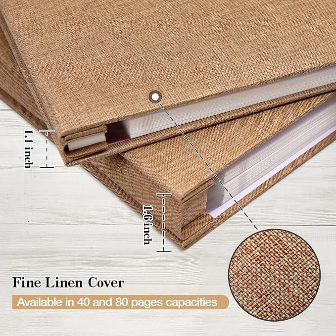 potricher Large Photo Album Self Adhesive 4x6 5x7 8x10 Pictures Linen Cover 80 - Image 5