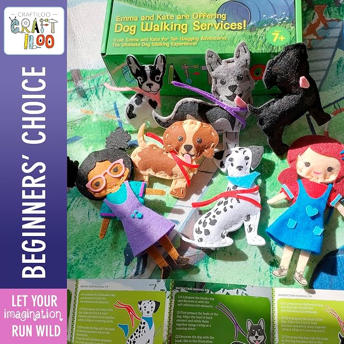 CRAFTILOO 8 Pre-Cut Dogs Stuffed Animal Fun Kids Sewing Kit - Image 5