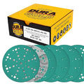 Dura-Gold Premium 80 Grit 6" Green Film Sanding Discs, 49-Hole Pattern, Box of 50 - Heavy-Duty Dustless Hook & Loop Backing Sandpaper for DA & Random Orbital Sanders, Sand Auto Paint, Wood Furniture