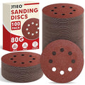 JTIEO 5 Inch Sanding Discs – 100 PCS 80 Grit Sandpaper Assortment, Hook & Loop Orbital Sander Pads, Round Sanding Pads for Random Orbital Sanders