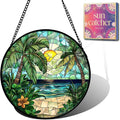 Sunset Beach Acrylic Suncatcher Faux Stained Glass Window Hanging 7.8" | by Unknown