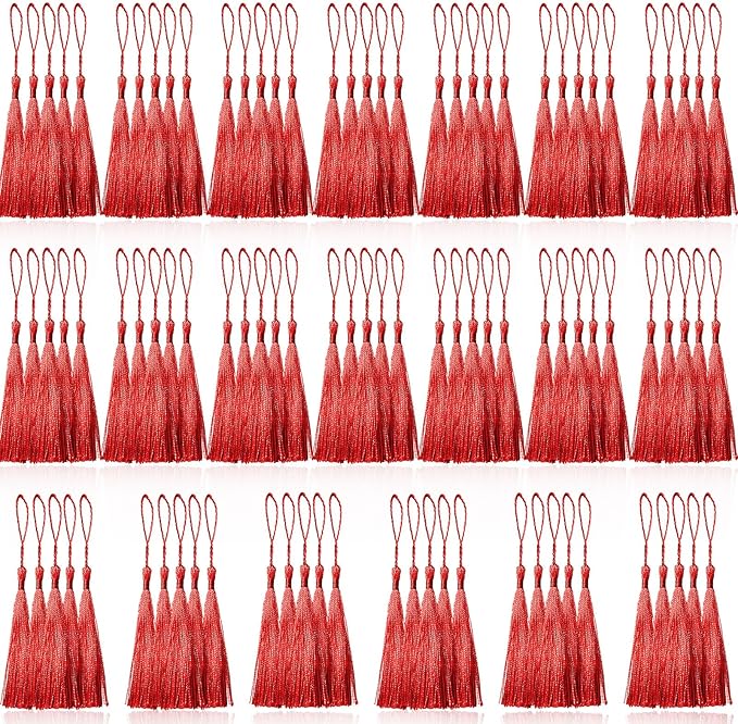 100 Pcs Red Mini Tassels 13cm/5 Inch by CREATRILL