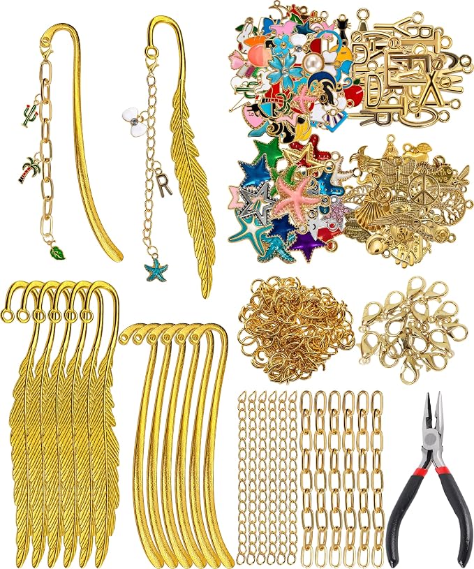 325 Pcs DIY Metal Bookmarks Making Kit, Metal Bar Bookmark Kit | 12 Gold by Unknown