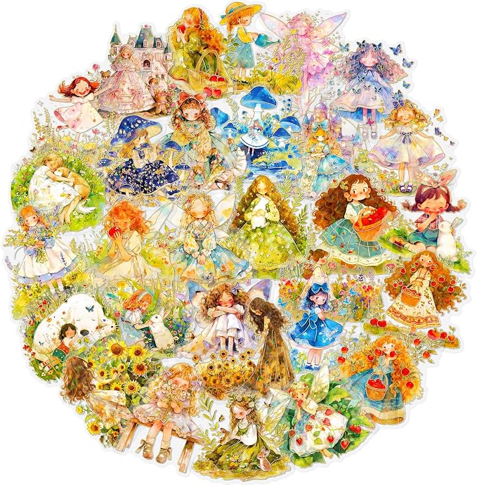 60Pcs Kawaii Girls Stickers for Journaling by Weenkilly