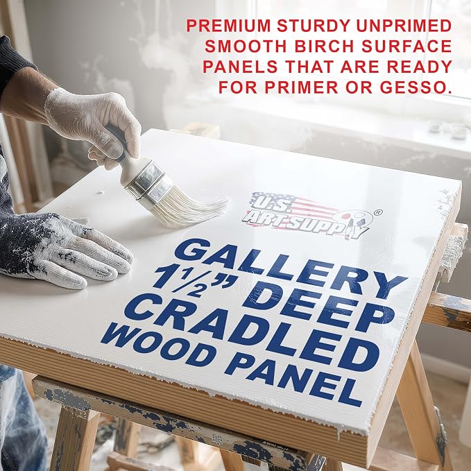 U.S. Art Supply 8" x 24" Unfinished Cradled Wood Panels - Image 3