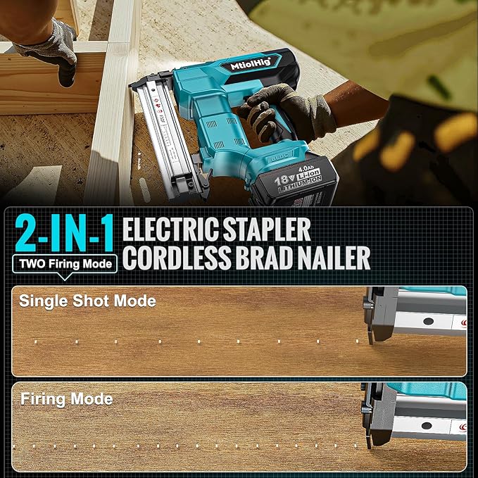 Cordless Brad Nailer Compatible with Makita 18V Lithium-Ion Battery, 18 Gauge 5/8 to 1-1/4 Inch Nail Gun with 1 x 3.0Ah Rechargeable Battery, Powered Electric Tool Set Brushless Motor