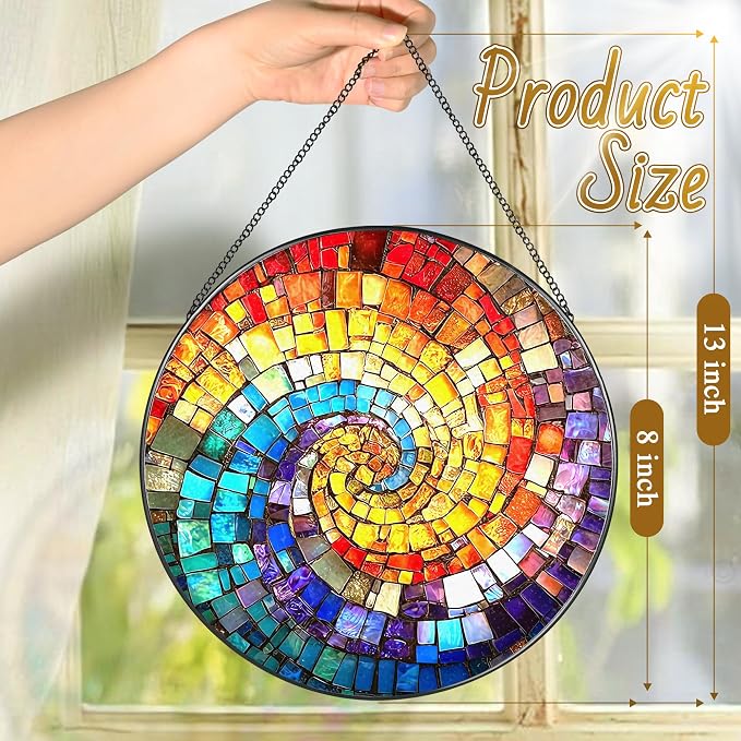 8'' Rainbow Spiral Suncatcher Ornament, Stained Glass Window Hanging, Sun - Image 4